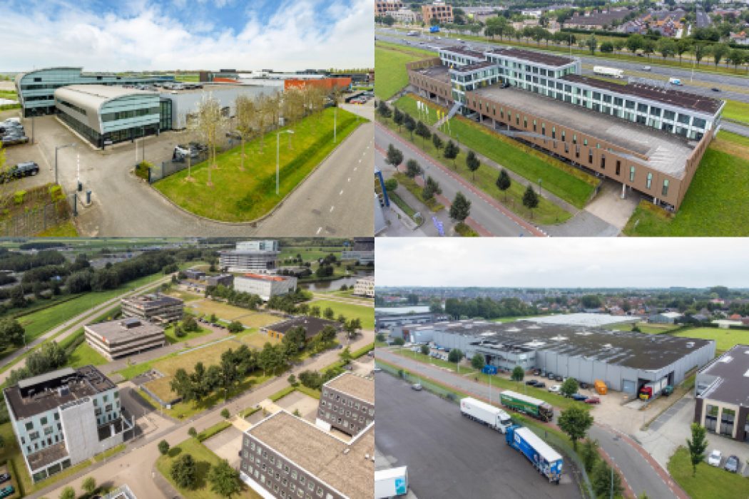 V.l.n.r. - Singaporestraat 92-100 in Lijnden; Euroweg 20 in Amersfoort; Janssoniuslaan 41-47 in Utrecht; De Marowijne 5 in Zwaag | ©CBRE