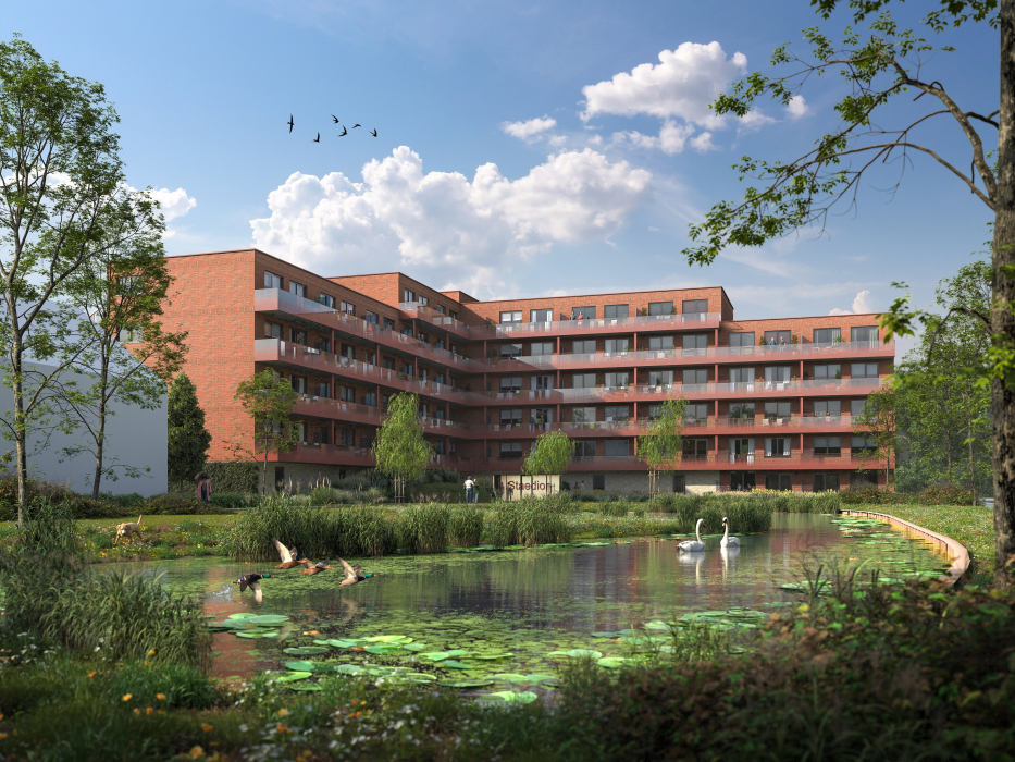 Artist impression appartementengebouw in deelplan De Kreken, Poeldijk