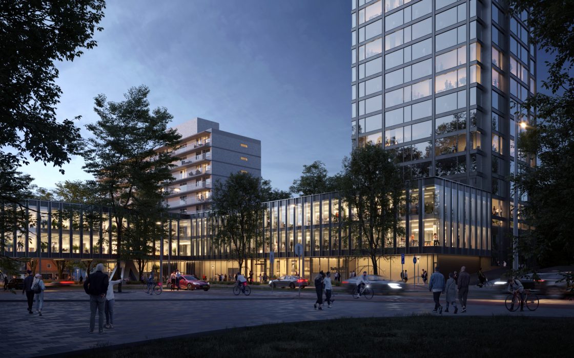 Noon, het bruggebouw over de Parnassusweg in Amsterdam