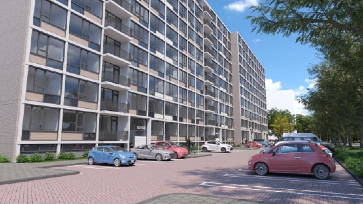 De flat aan de Scharlakendreef in de Utrechtse wijk Overvecht