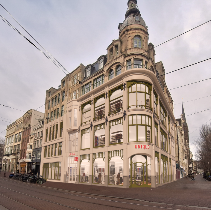 Toekomstige Uniqlo aan het Koningsplein in Amsterdam