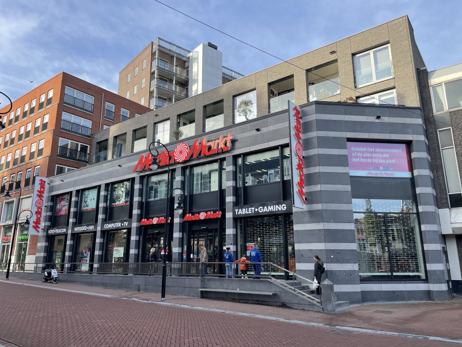 Het pand van MediaMarkt in Dordrecht