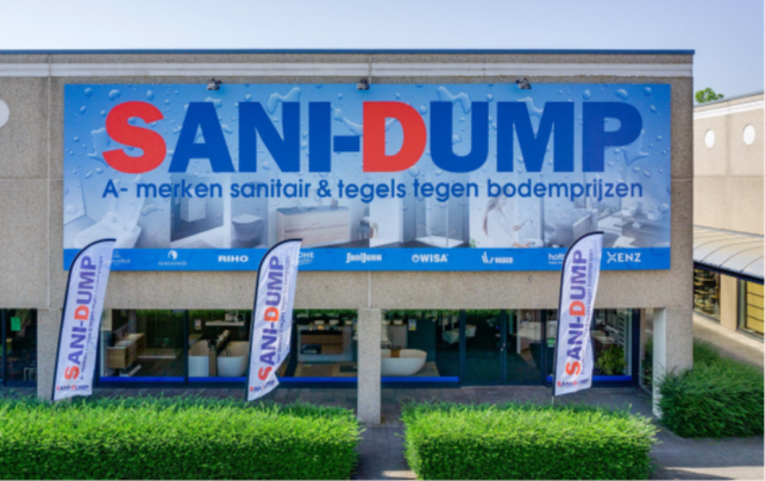 De winkel van Sani-Dump aan de Willem Beukelszstraat 6C in Oud-Beijerland