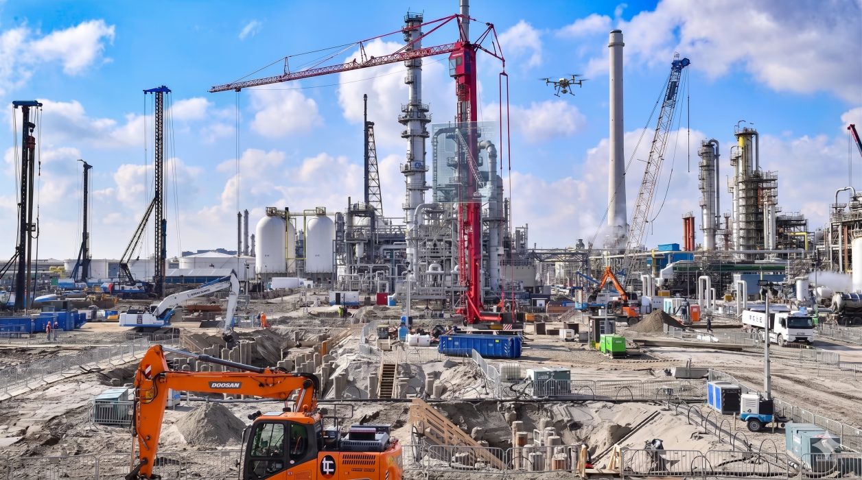 Bouwwerkzaamheden bij de biobrandstoffenfabriek van Shell in Pernis (a.i.)